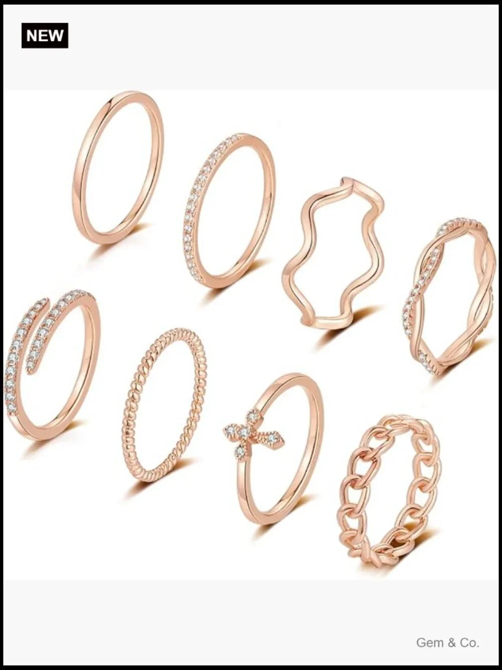 Stacking Rings Set for Women 14K Gold Plated Thin Knuckle Rings